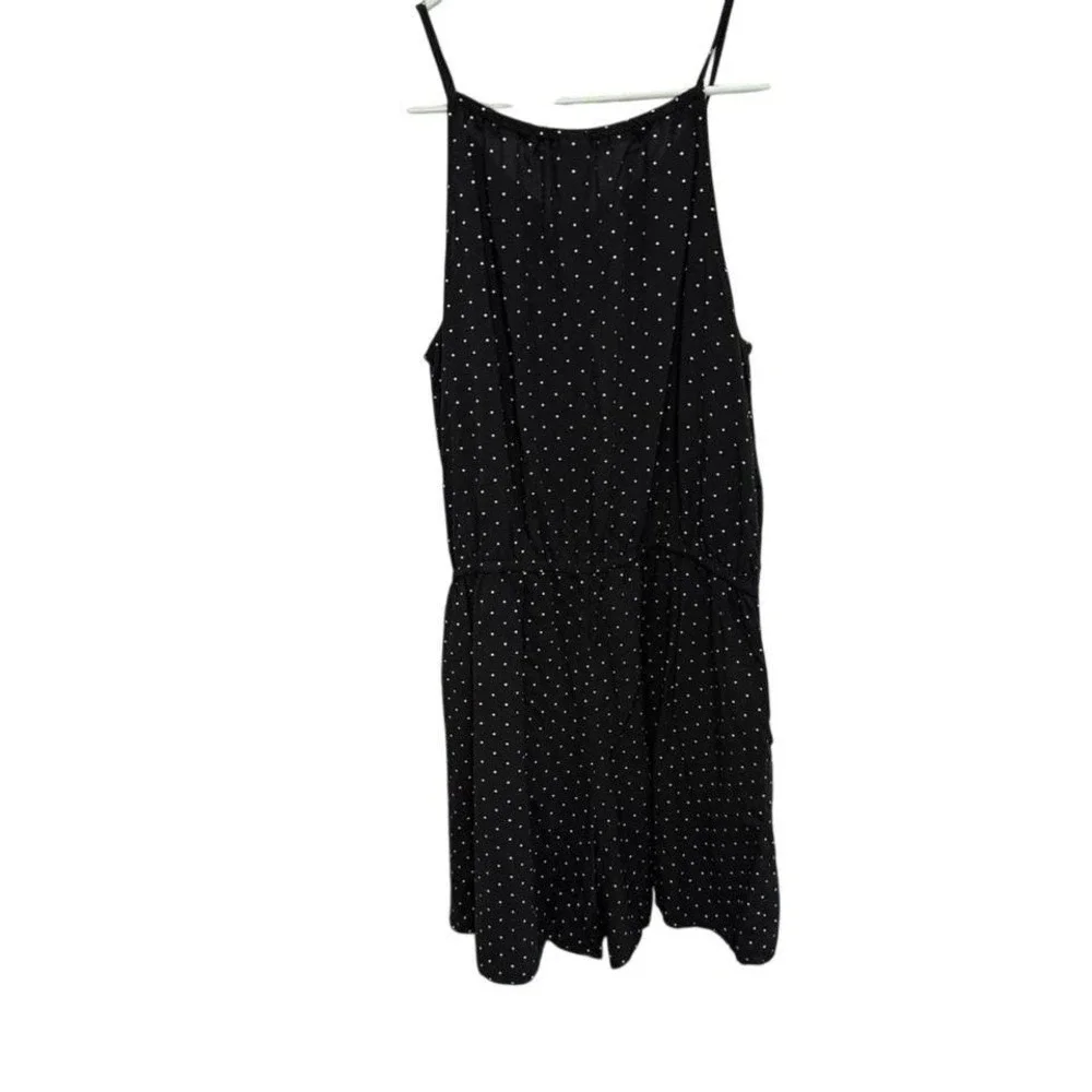 Old Navy Womens Polka Dot Sleeveless‎ Romper Black White Size M Keyhole Pocket